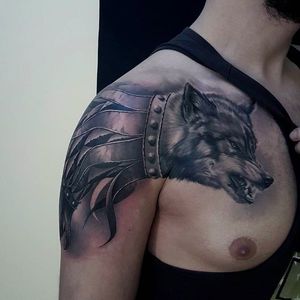 Sick (I mean REALLY COOL) looking wolf tattoo by Eduard Virlan! #eduardvirlan #blackandgrey #wolf