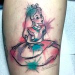 Alice tattoo by Beau Redman. #BeauRedman #popculture #Disney #childhood #film #aliceinwonderland #watercolor #sketch
