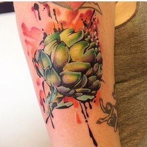 Abstract artichoke tattoo by Mr Williams Tattoo. #abstract #vegetable #artichoke #MrWilliamsTattoo