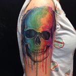Watercolor Skull Tattoo by Stefani Arruda #watercolorskull #watercolor #skull #StefaniArruda