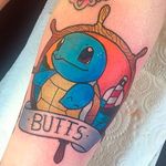 Squirtle tattoo by Mat Daniels. #MatDaniels #stickypop #squirtle #traditional #pokemon #anime #videogame #tvshow