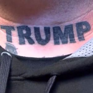 Brian "Goober" Williamson's Trump neck tattoo. #DonaldTrump #Trump