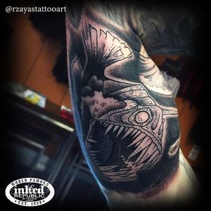 Anglerfish Tattoo by Richard Zayas Jr #anglerfish #anglerfishtattoo #anglerfishtattoos #angler #anglertattoo #fish #fishtattoo #blackwork #illustrativeanglerfish #RichardZayasJr