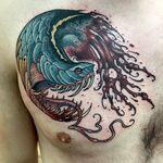 Severed Snake Head Tattoo by Zach Black #snake #snaketattoo #neotraditional #neotraditionaltattoo #japanese #japanesetattoo #gruesometattoos #ZachBlack
