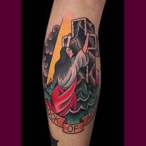 Classic Rock of Ages tattoo by HIRO. #hiro #rockofages #traditional