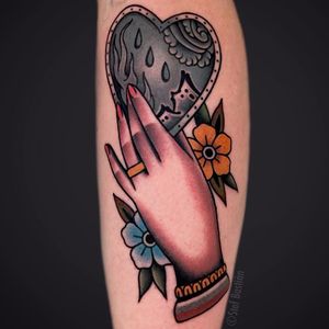 The Four Elements by Stef Bastian #StefBastian #traditional #color #heart #fourelements #flowers #leaves #nature #hand #ring #valentine #fire #air #earth #water #tattoooftheday