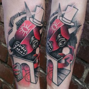 Black and red semi-abstract tattoo by Łukasz Sokołowski. #LukaszSokolowski #semiabstract #blackandred #abstract #graphic #conceptual #devil