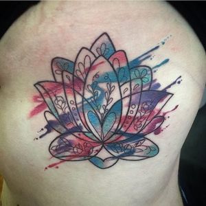 Watercolor lotus flower tattoo by Samantha Vail. #watercolor #lotus #flower #SamanthaVail