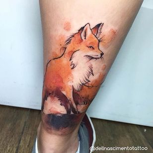 Tatuaje de zorro por Dell Nascimento # zorro # acuarela # artista de acuarela #moderno #DellNascimento