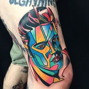 Colorful abstract Elvis tattoo by Hoode Tattoos. #abstract #colorful #Elvis #ElvisPresley #HoodeTattoos