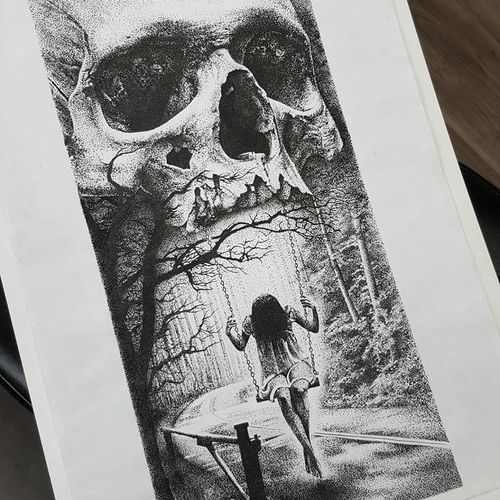 Creepy art by Luke Sayer #LukeSayer #blackandgrey #realistic #horror #skull #art #illustration