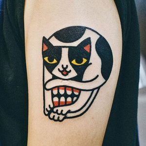 Contortionist Cat by Woo Loves You (via IG-woo_loves_you) #bold #bright #cats #illustrative #cattoo #woolovesyou