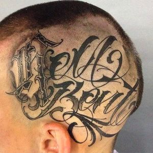 Hell Bent Lettering Tattoo @SamTaylorTattoos #SamTaylorTattoos #Southsidecustomlettering #Black #Lettering #LetteringTattoo #Australia #HellBent