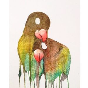 Parakeets via instagram spacegoth #parakeets #watercolor #art #artshare #fineart #spacegoth