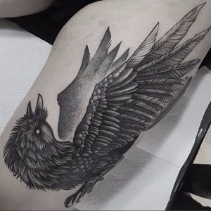 Crow tattoo by Planoc #Planoc #monochrome #monochromatic #blackandgrey #dotwork #blackwork #crow #raven