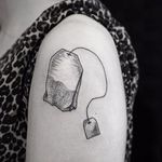 Tea bag tattoo by LuCi #LuCi #engraving #blackwork #monochrome #monochromatic #tea #teabag
