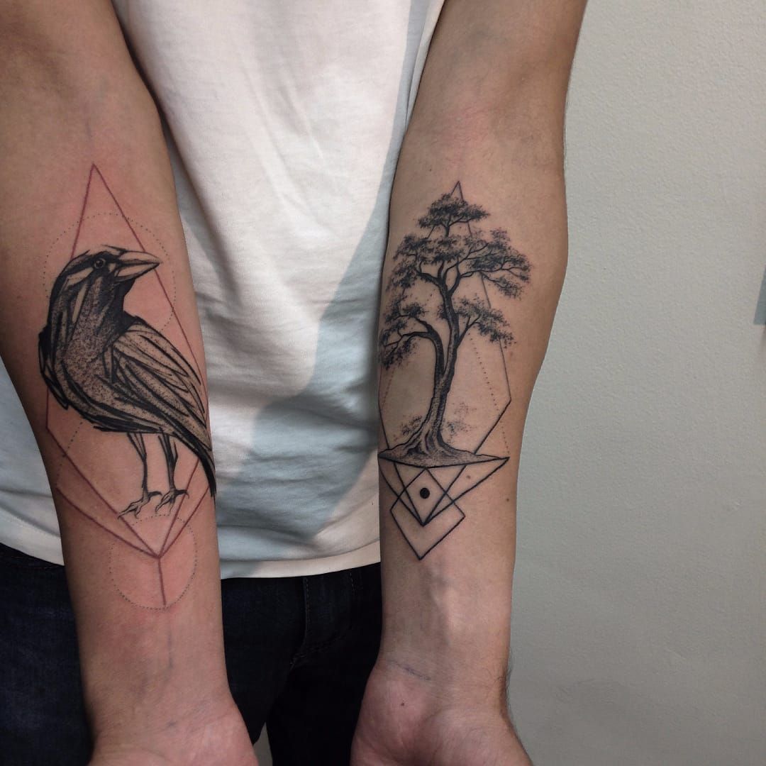 Tattoo tagged with chest dots tree crow  inkedappcom