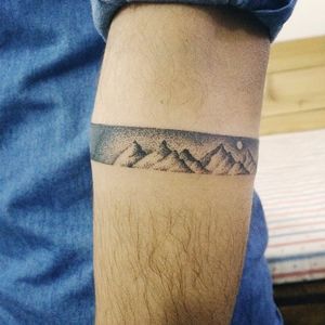 Mountain arm band tattoo by Doy. #doy #tattooistdoy #southkorea #southkorean #armband #mountain