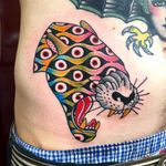ICU Panther tattoo by Deno #Deno #cattattoos #color #newtraditional #surreal #strange #thirdeye #eyes #panther #junglecat #cat #psychedelic