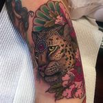 Leopard Tattoo by Hannah Flowers #leopard #leopardtattoo #neotraditional #neotraditionaltattoo #neotraditionaltattoos #neotraditionalartist #HannahFlowers