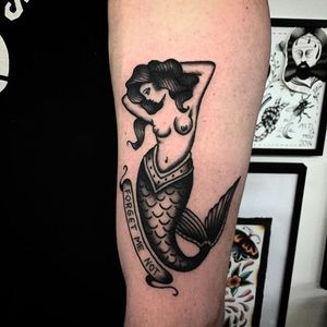 Mermaid Tattoo by Tony Torvis #mermaid #blackworkmermaid #traditional #traditionalblackwork #blackwork #blackink #blackworkartist #TonyTorvis
