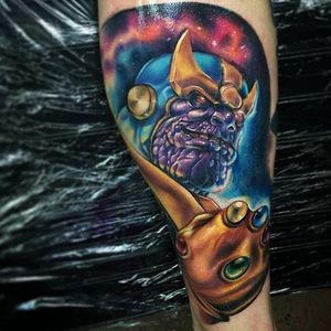 Thanos Tattoo by Josh Herman #Thanos #thanostattoos #thanostattoo #marveltattoo #supervillaintattoo #supervillains #comictattoos #JoshHerman