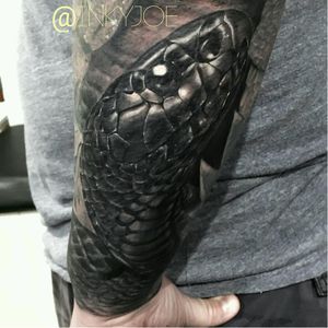 Snake tattoo by Inky Joe #InkyJoe #blackandgrey #realistic #animal #snake #realisticsnake #realism