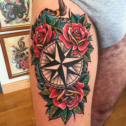 Compass Tattoo by Samuele Briganti #compass #compasstattoo #compassdesigns #traditionalcompass #traditionalcompasstattoo #oldschool #oldschooltattoo #oldschoolcompass #samuelebriganti