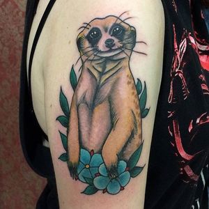 Traditional style meerkat by Ribas XVX. #traditional #meerkat #animal #flower #RibasXVX