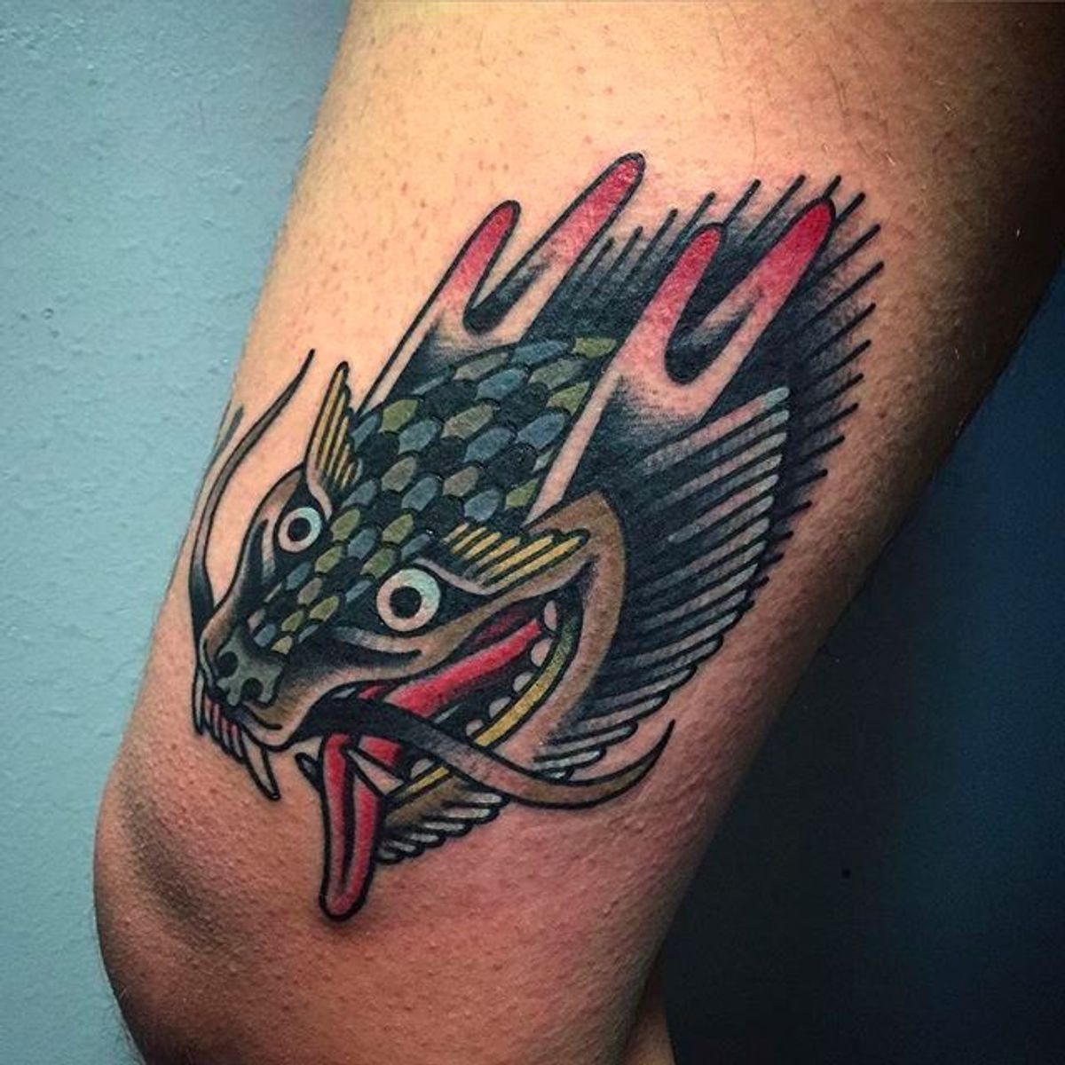 Tattoo uploaded by rcallejatattoo • Awesome dragon head traditional ...