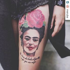Beautiful Frida Kahlo tattoo by Eva #stitch #crossstitch #style #eva #fridakahlo