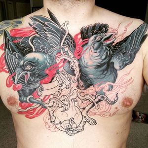 Odins Ravens Tattoo by Matt Lambdin #OdinsRavens #Odin #raven #Norse #MattLambdin