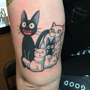 Jiji tattoo by Kimberly Wall. #KimberlyWall #bunnymachine #anime #cat #kikisdeliveryservice #studioghibli