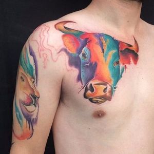 #ArthurOliveira #watercolor #aquarela #tatuadoresdobrasil #touro #bull