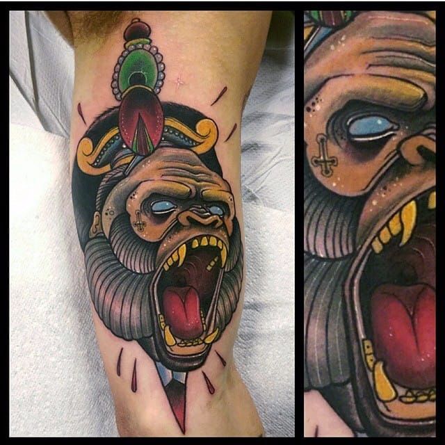 20 Neo Traditional Gorilla Tattoo Designs For Men  Ape Ink Ideas  Gorilla  tattoo Traditional tattoo gorilla Popular tattoos