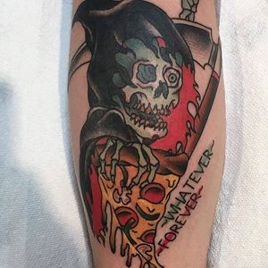 Pizza Reaper tattoo by Katherine Smith #reaper #death #grimreaper #KatherineSmith