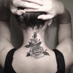 Wow, amazing rose tattoo on the neck #rose #blackwork #dotwork #fineline #delicate #necktattoo #JuliaMikhaylova