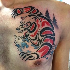 Bear Tattoo by Deano Robertson #haida #haidaart #northwestcoast #pacificnorthwest #nativeamerican #indigenousart #tribal #DeanoRobertson