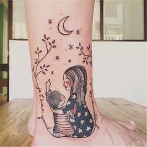 Motherhood tattoo by Emy Tattoo Art #EmyTattooArt #illustrative #poetic #mother #stars