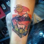 Abstract tattoo of a llama in the Andes mountains by Daniel Ayala. #abstract #mountains #Andes #llama #DanielAyala