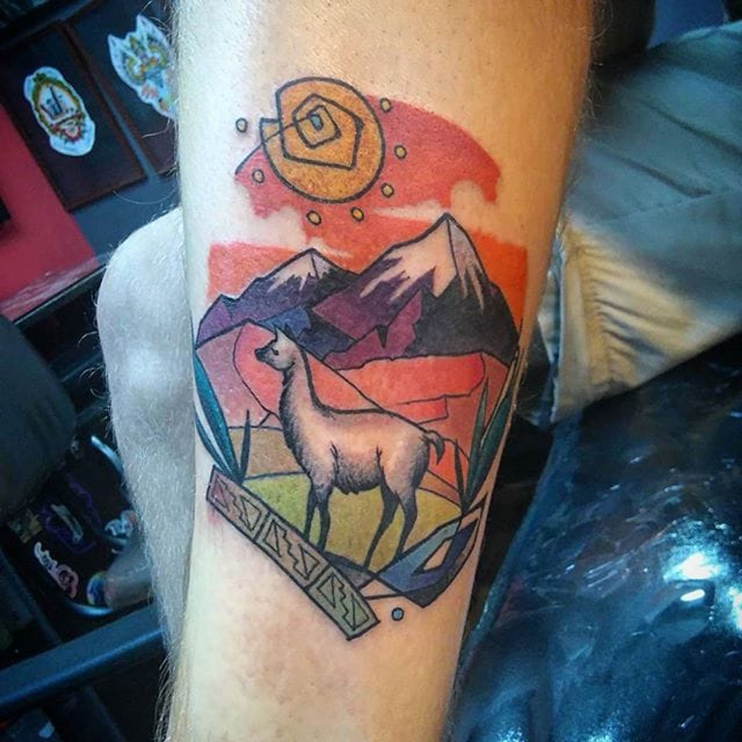 Tattoo uploaded by Stacie Mayer • Abstract tattoo of a llama in the