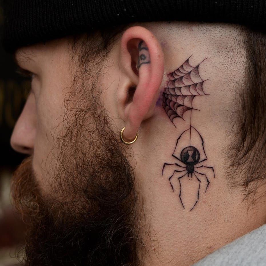 Tiny spider tattoo on the ear  Tattoogridnet