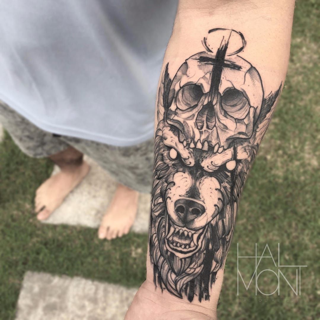Skull Cross Tattoo Hand Drawing On Stock Illustration 223249003   Shutterstock