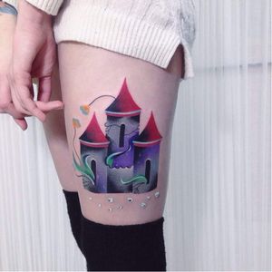 Castle tattoo by Ann Lilya #AnnLilya #colorful #castle