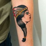 Traditional Native Indian girl tattoo by Giuseppe Messina #Gypsy #Girl #GiuseppeMessina #traditional #native #girl