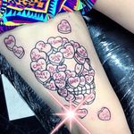 Candy heart tattoo by Carla Evelyn. #candy #sweet #candyheart #skull #skullcandy #candyskull