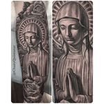 Mother Mary by Chuey Quintana @chueyquintanar #religious #blackandgrey #detail #ChueyQuintana