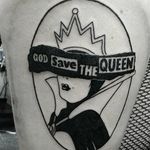 Evil Queen tattoo by Mr. Heggie. #MrHeggie #blackwork #uk #british #alternative #contemporary #evilqueen #villainess #villain #queen #disney