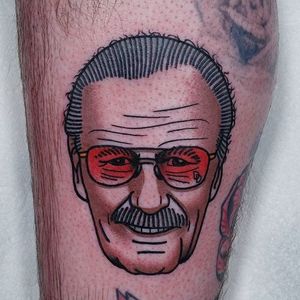 Stan Lee Tattoo by Bartek Kos #stanlee #stanleetattoo #stanleetattoos #marvel #marveltattoo #marveltattoos #comictattoo #marvelcomics #traditional ##BartekKos