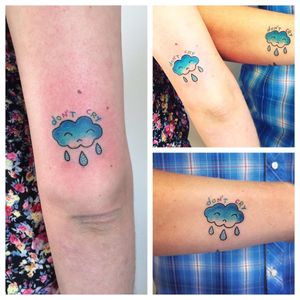 Matching tattoo by Sonia Tessari #SoniaTessari #smalltattoo #popart #glitter #matching #cloud #rain #crying